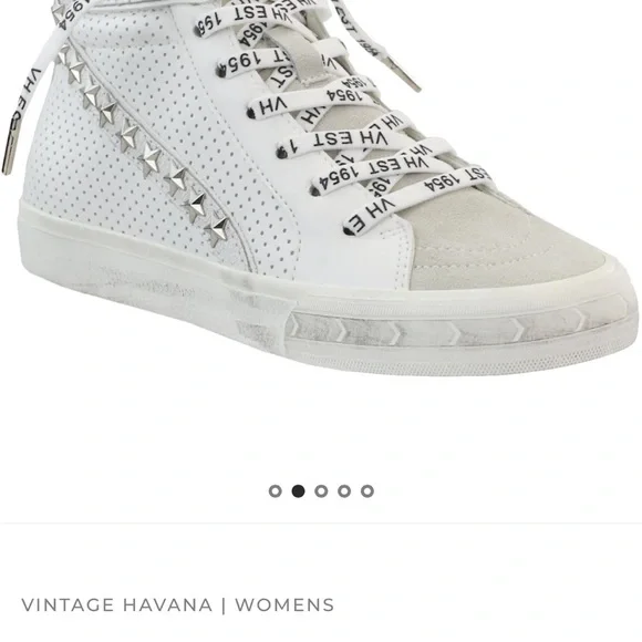 Vintage Havana White High-Top Sneakers with Star Accents Size 8 New - Picture 9 of 10